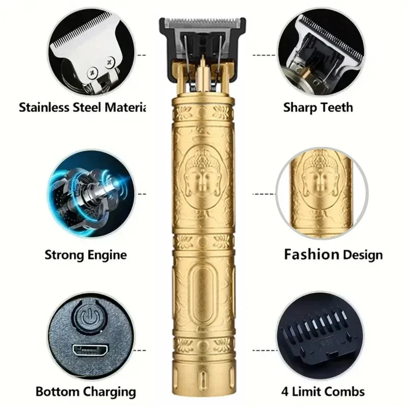 USB Fast Charging Hair Cutting Vintage T9 Professional Carving