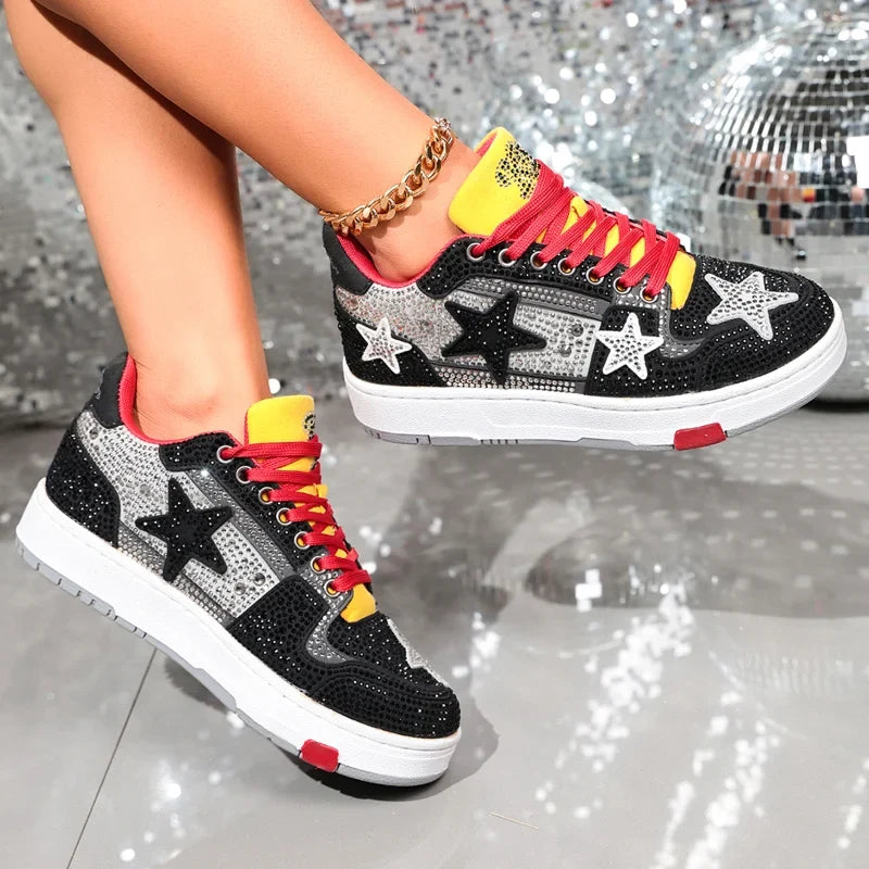 UXST Women's Rhinestone Star Sneakers – Bling Fashion Shoes