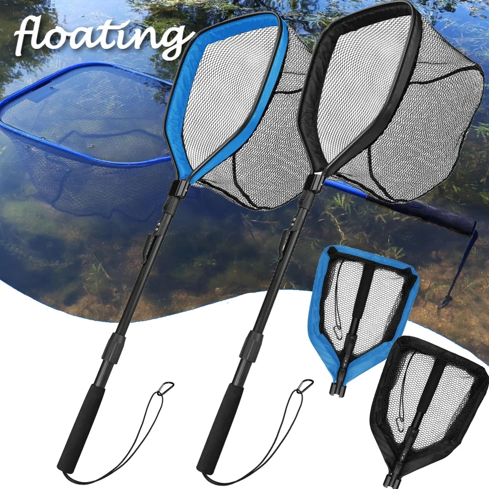 Floating Fishing Landing Net | Rubber Coated Telescoping Handle