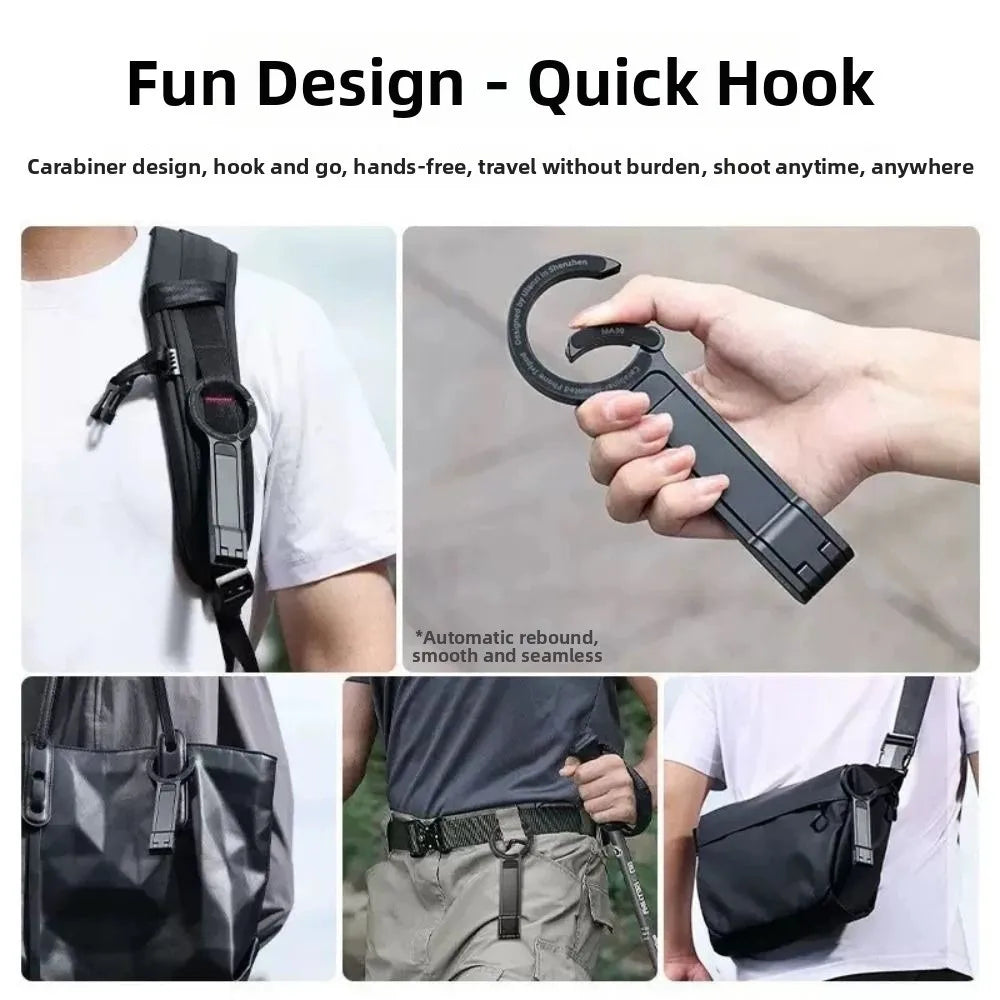 Foldable Magnetic Phone Tripod Carabiner – Adjustable Vlog Stand