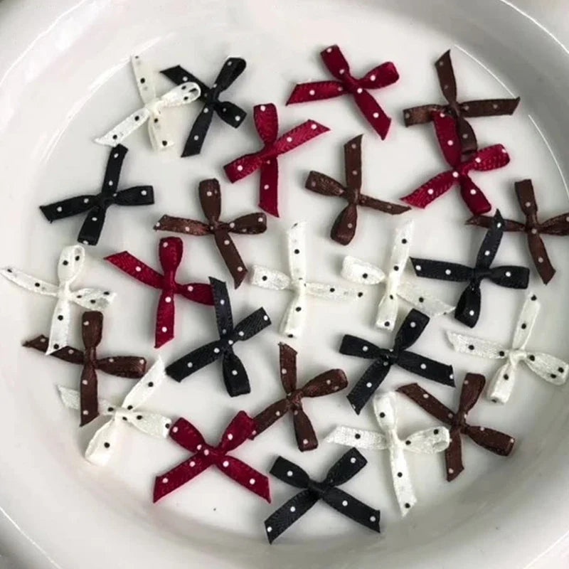 20Pcs Fabric Bow Nail Art Charms – Wave Dot DIY Decor