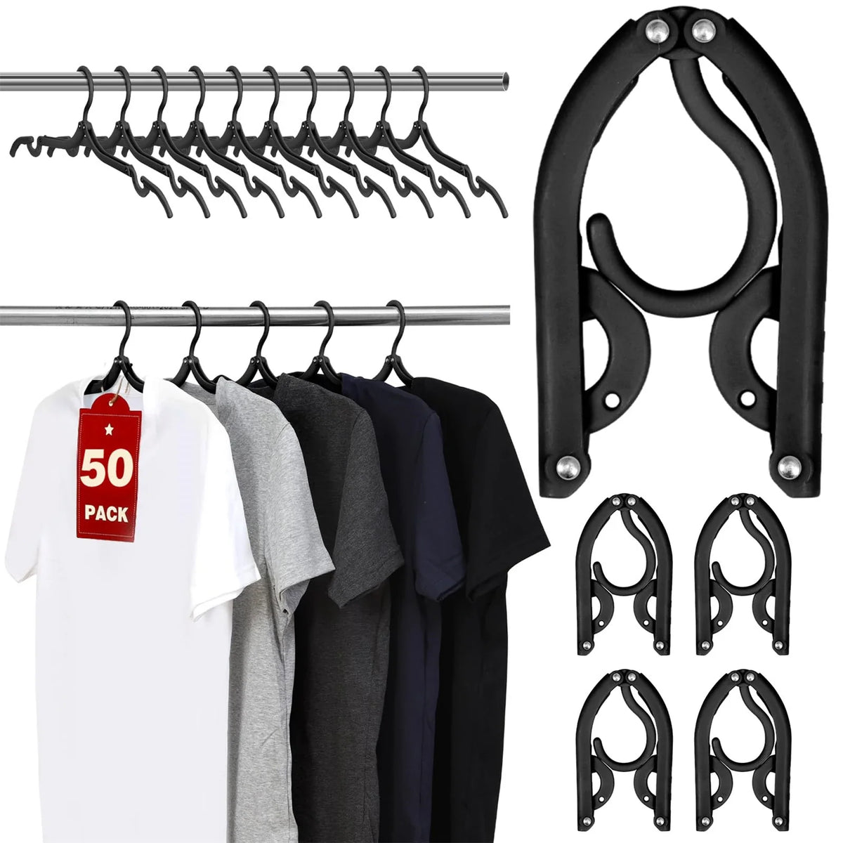 10-Pack Foldable Travel Hangers | Portable Camping Clothes Hangers