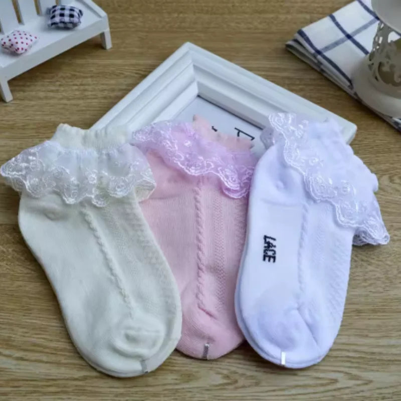 0-12Y Spring Summer Children Lace Socks Baby Girls Cotton Mesh