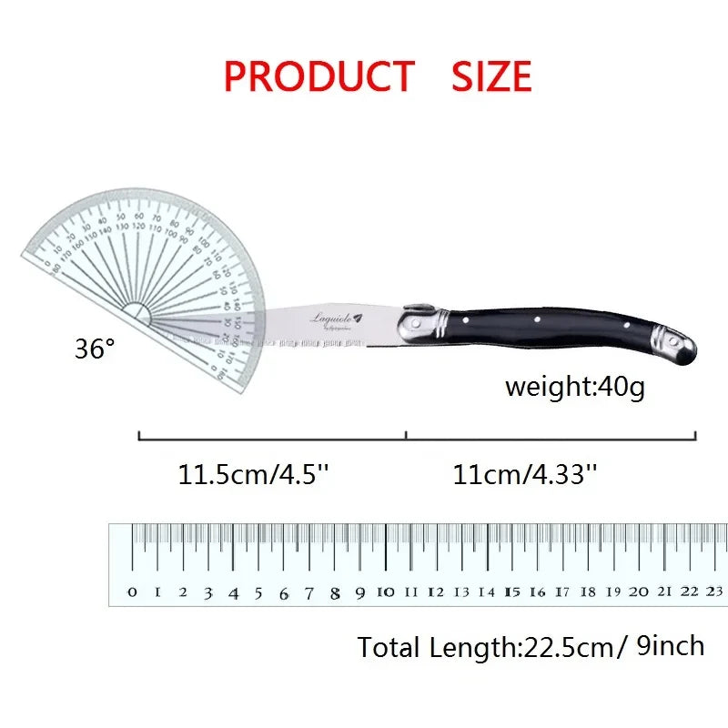 Laguiole-Style Steak Knives Set – 6pc Stainless Steel Black Handle