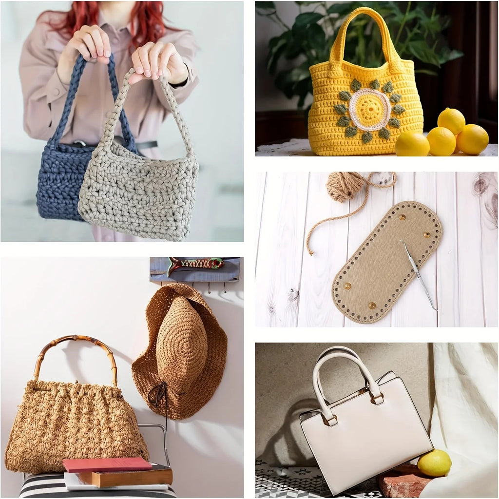 Crochet Bag Bases with Holes – Oval PU Leather DIY Purse Base