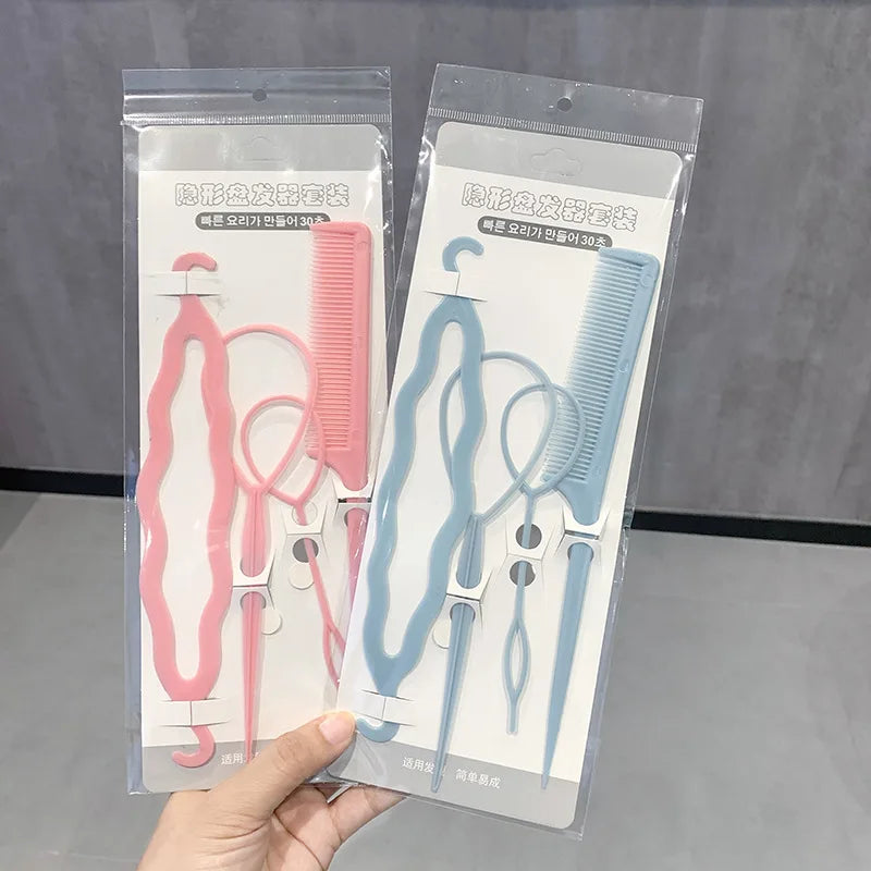 Magic Hair Bun Maker & Ponytail Styling Pin Set for Kids 4pcs
