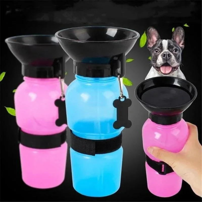 500ml Portable Pet Water Bottle & Travel Bowl for Dogs & Cats