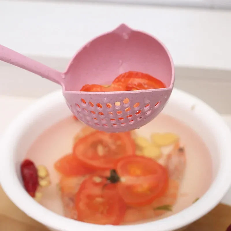 2-in-1 Long Handle Strainer Soup Spoon | Wheat Straw Kitchen