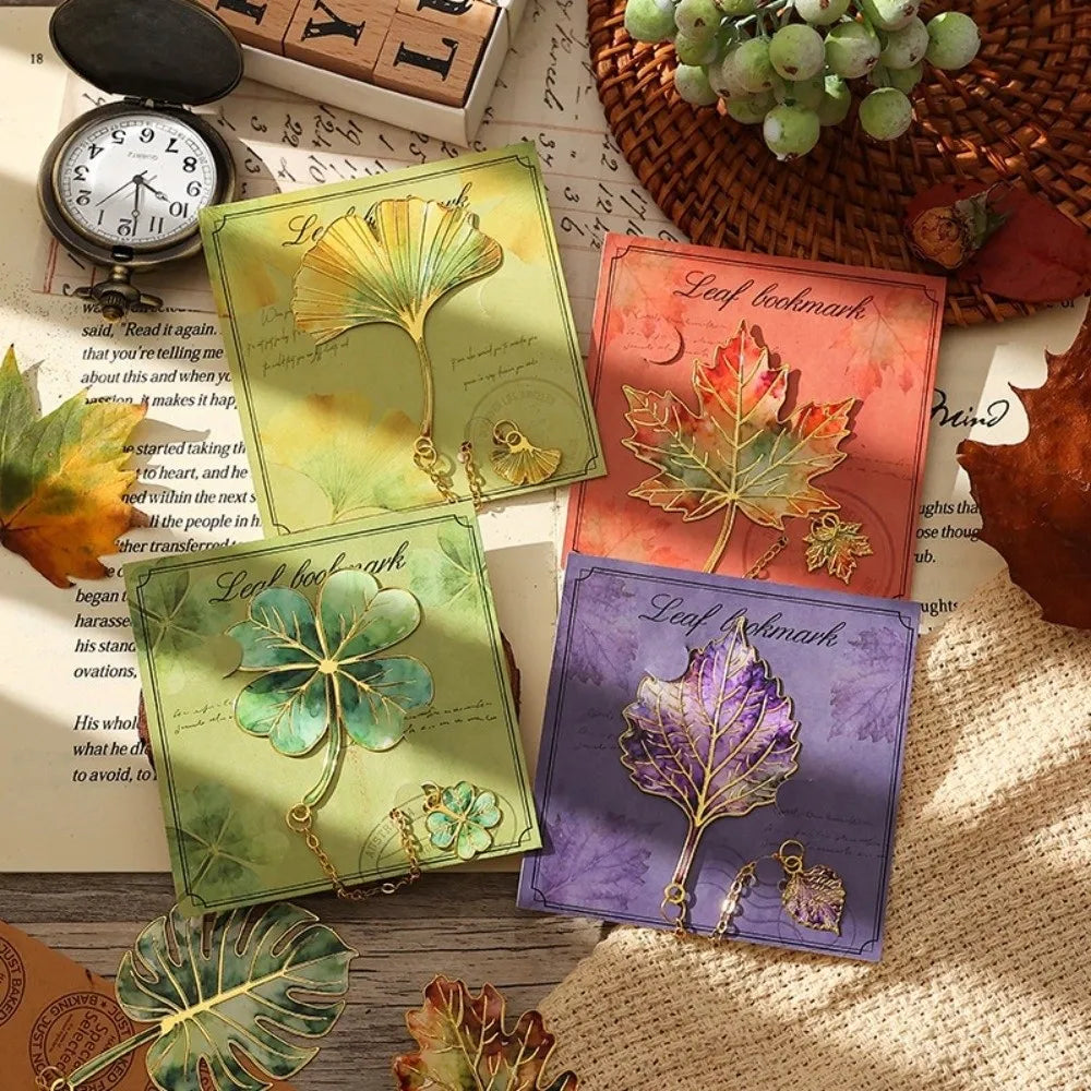 Gilt-Edged Leaf Metal Bookmark | Elegant Stainless Steel Gift