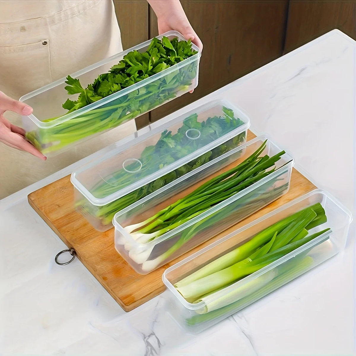 2 Long Rectangular Food Storage Containers Plastic Reusable
