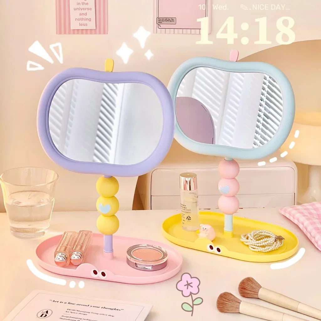 Cute Apple-shaped Tabletop Vanity Makeup Mirror HD Clear Adjustable