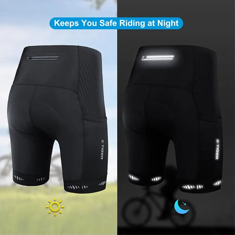 X-TIGER Men's 5D Gel Padded Cycling Shorts with Back Pocket