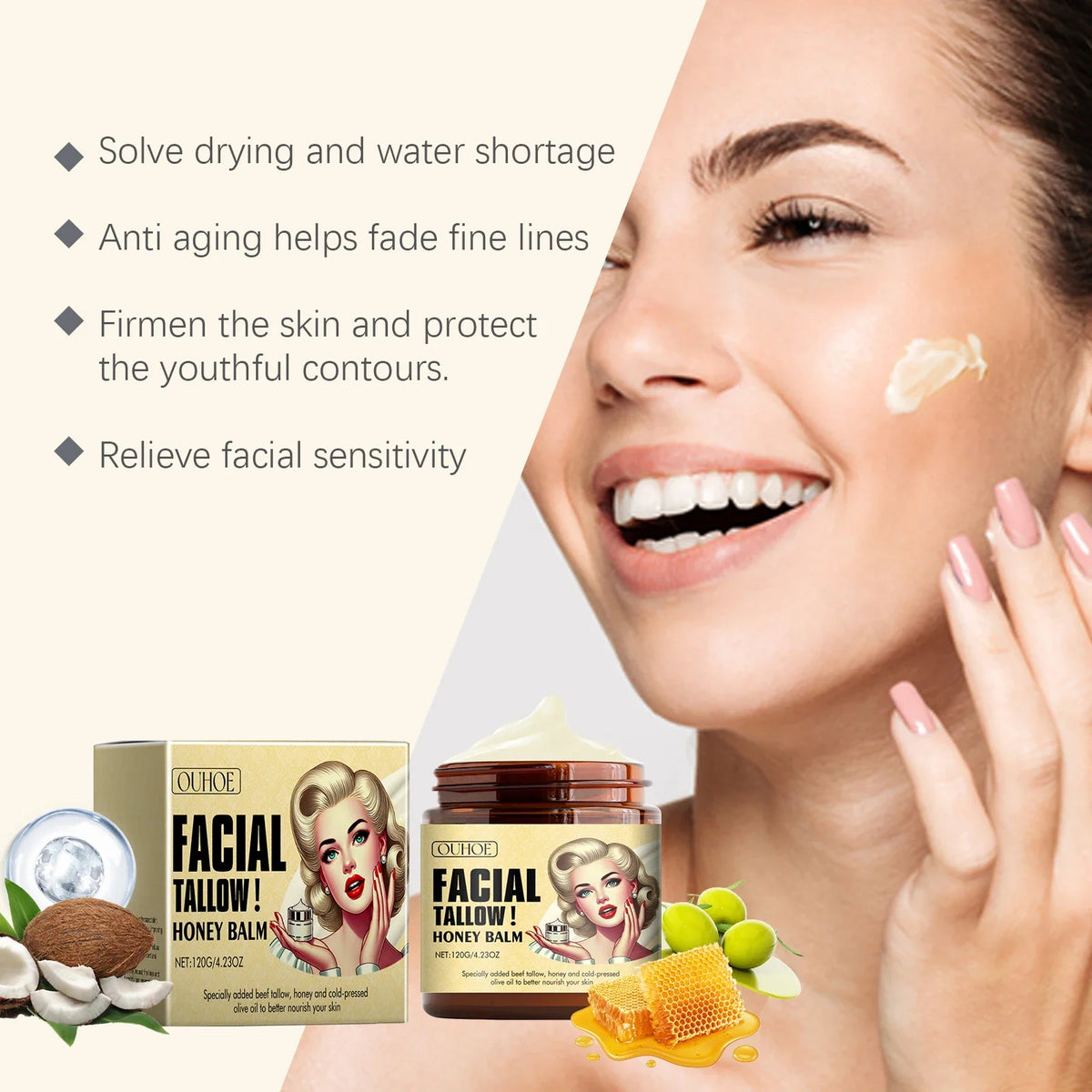 Tallow Honey Balm Face Cream – Firming, Anti-Aging & Hydrating