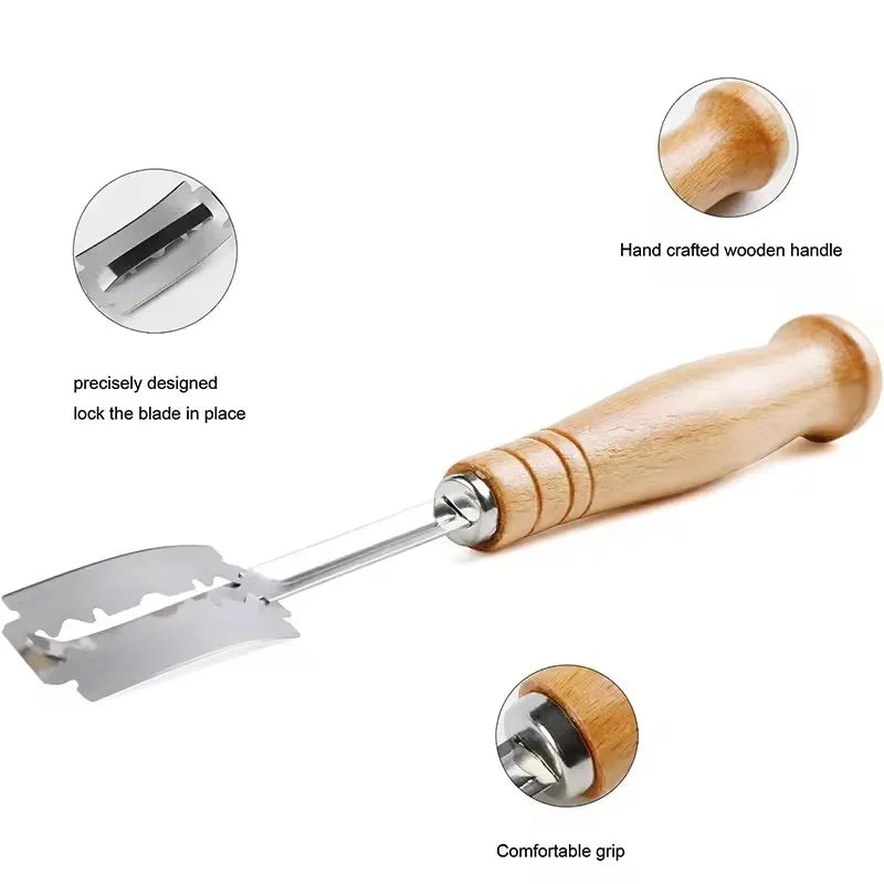 Bread Lame Set – Steel Dough Scorer & 5 Blades | Wood Handle