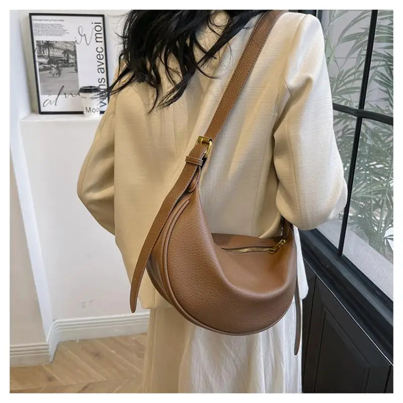 Women's Crescent Crossbody Bag | Soft PU Leather Hobo Sling