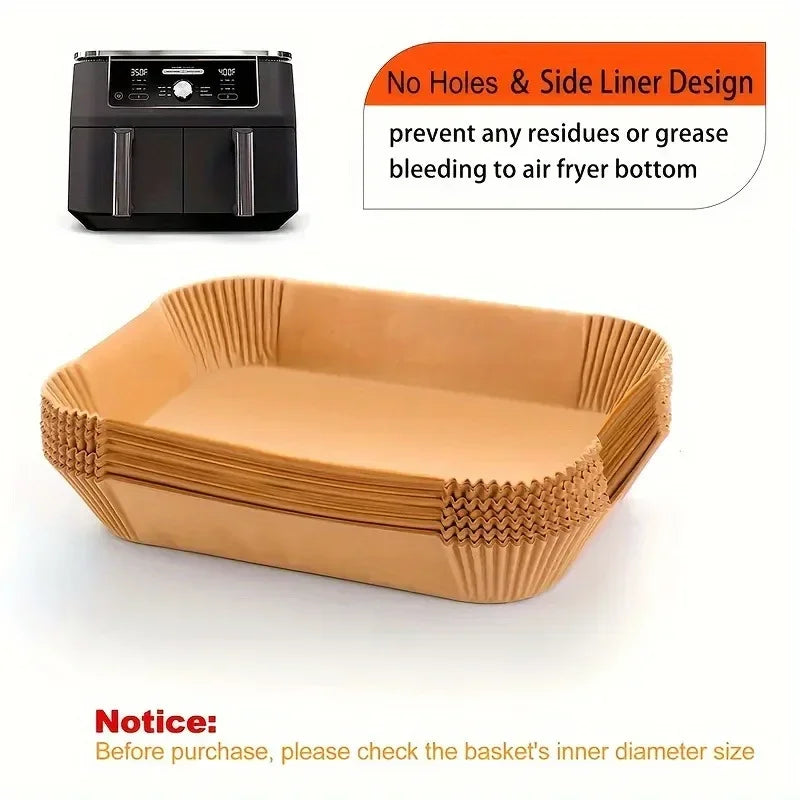 Disposable Air Fryer Liner Paper | Non-Stick Baking Mat 50/100 Pk