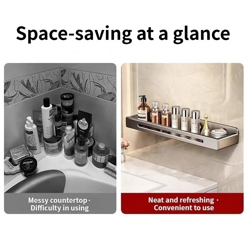 No-Drill Suction Cup Bathroom Wall Shelf & Shampoo Rack