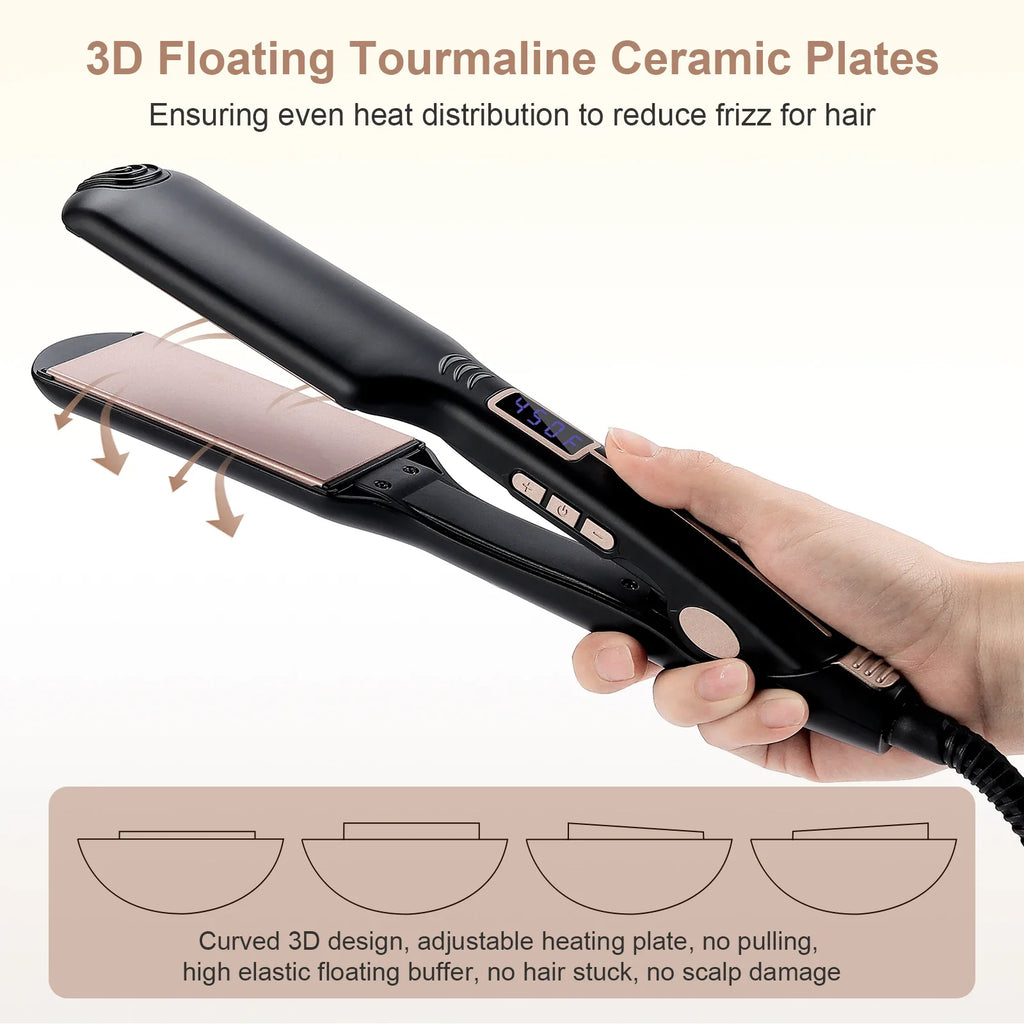 2-in-1 Hair Straightener & Curler | 10s Heat, 12 Temps
