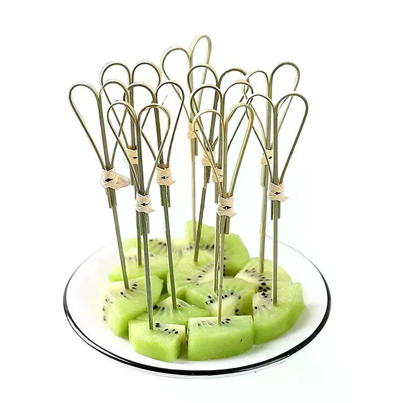 100 Bamboo Knot Skewers – Cocktail Picks & Fruit Forks