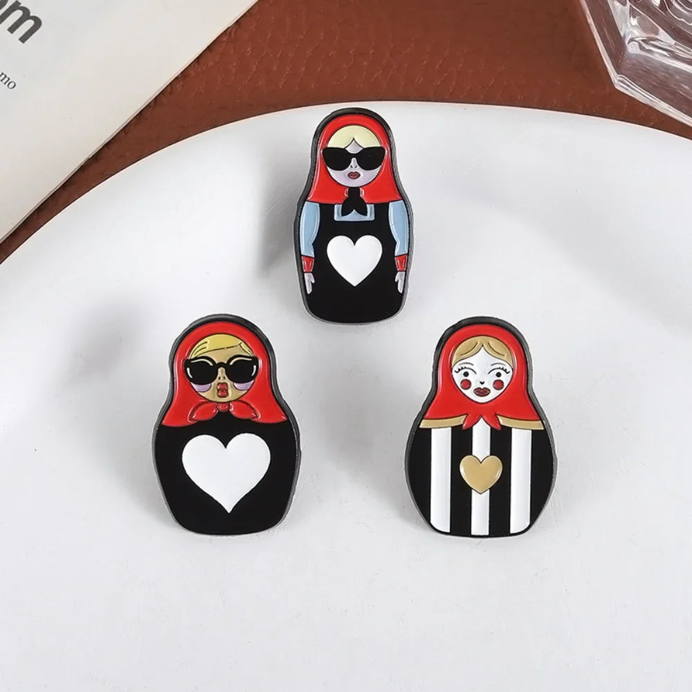 Russian Cultural Costume Collected Enamel Pin Classic Nesting Doll