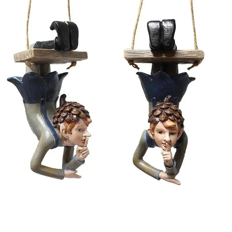 Garden Hanging Elf Ornament – Resin Fairy Figurine for Patio & Yard