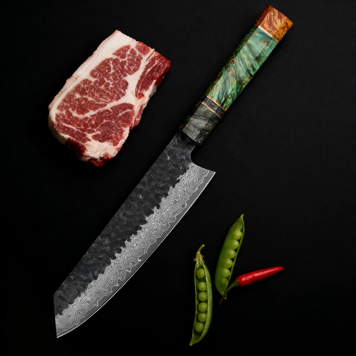 67-Layer Damascus Kiritsuke Chef Knife – Forged Steel 20.5cm