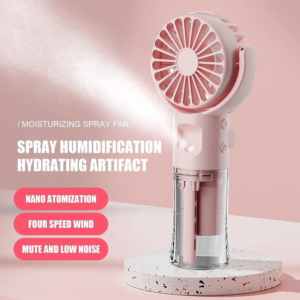 Mini Handheld Misting Fan – USB Rechargeable Water Spray Fan
