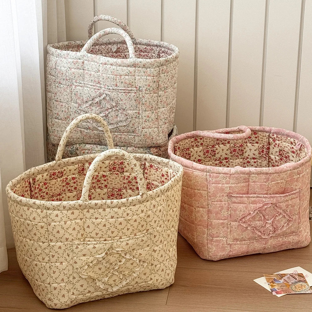 Foldable Floral Laundry & Storage Basket – Large Capacity