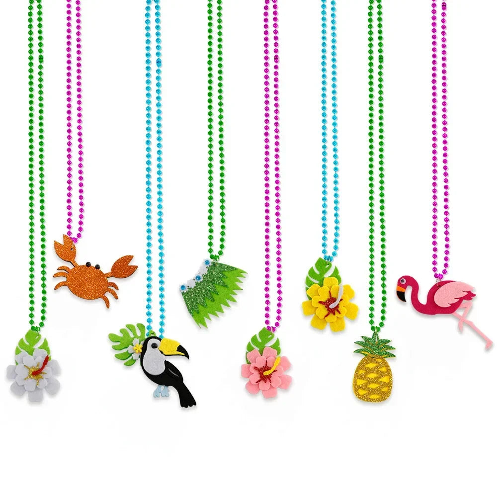 Summer Beach Party Necklace Tropical Charms Hawaiian Themed Mardi
