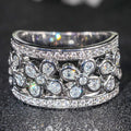 Huitan CZ Flower Ring for Women – Hollow Brass Wedding Band