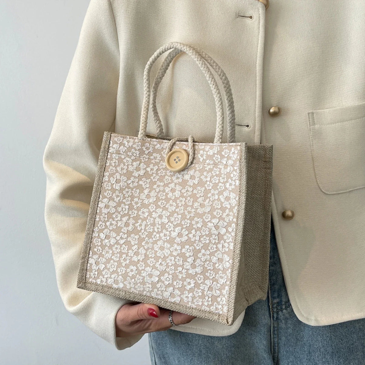 Large Burlap Jute Tote Bag | Eco Reusable Bridesmaid Gift