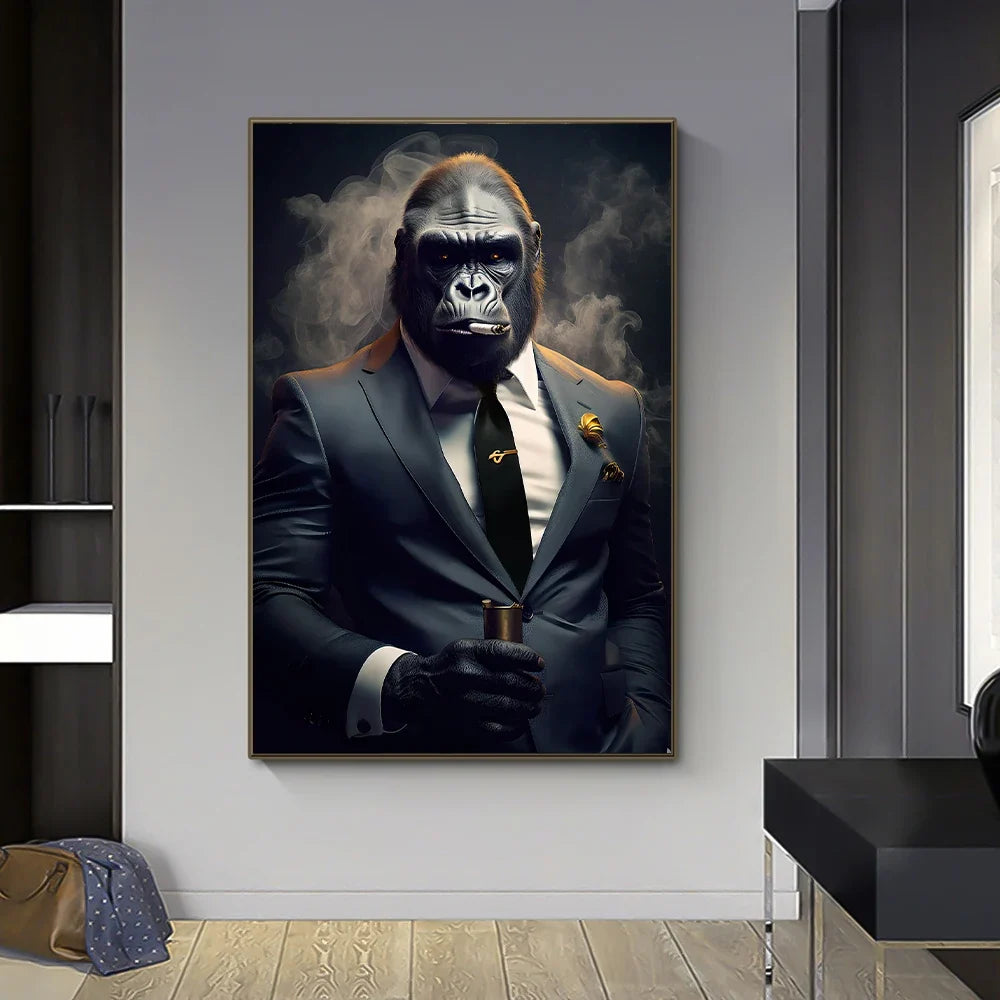 Nordic Gorilla Suit Abstract Canvas Wall Art | Modern Decor