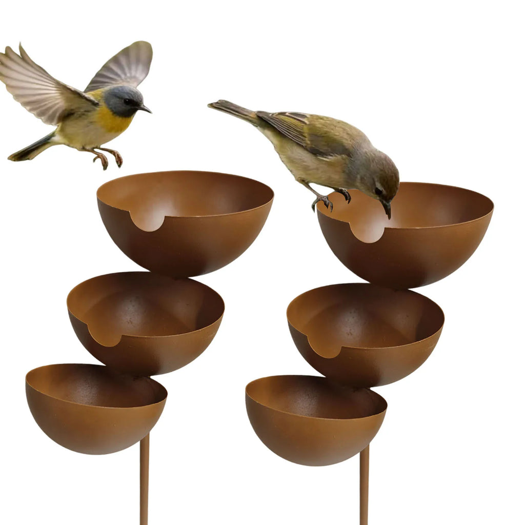 1 Metal Bird Bath Water Station Outdoor Garden Decor Iron Feeder
