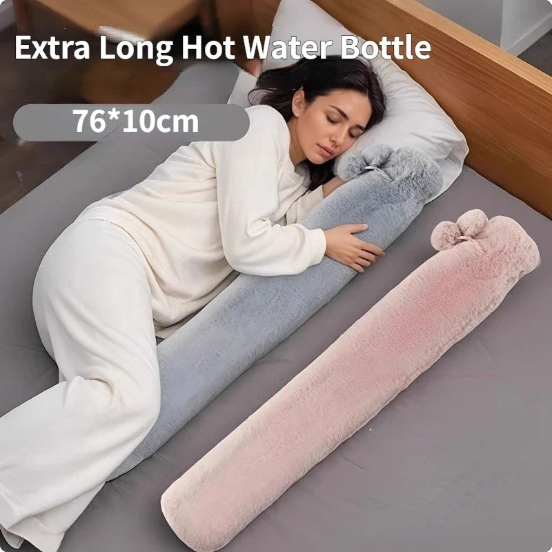 Extra Long 76cm Hot Water Bottle – Plush Faux Fur Body Warmer
