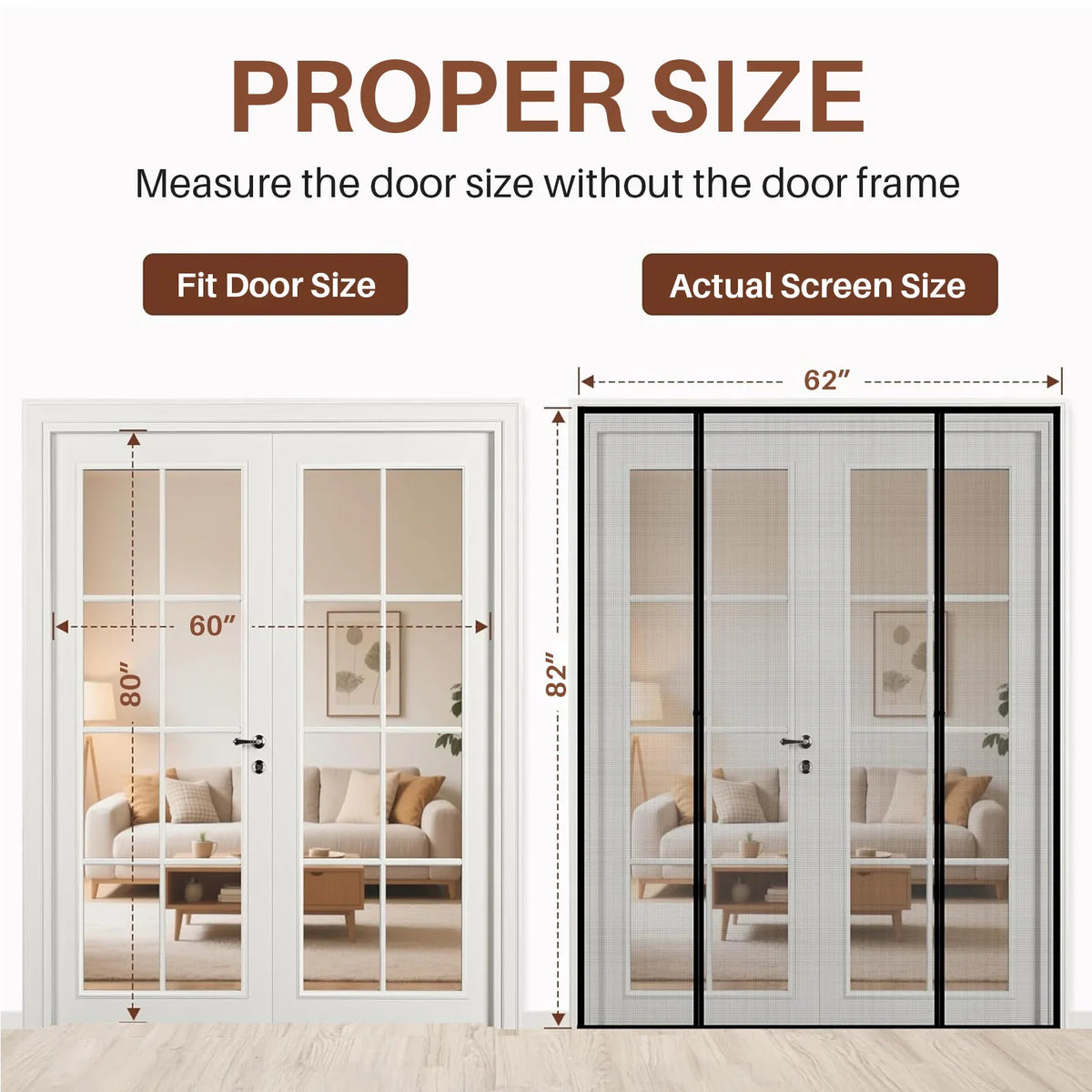 Double Door Magnetic Screen Door | Self-Closing Fiberglass Mesh