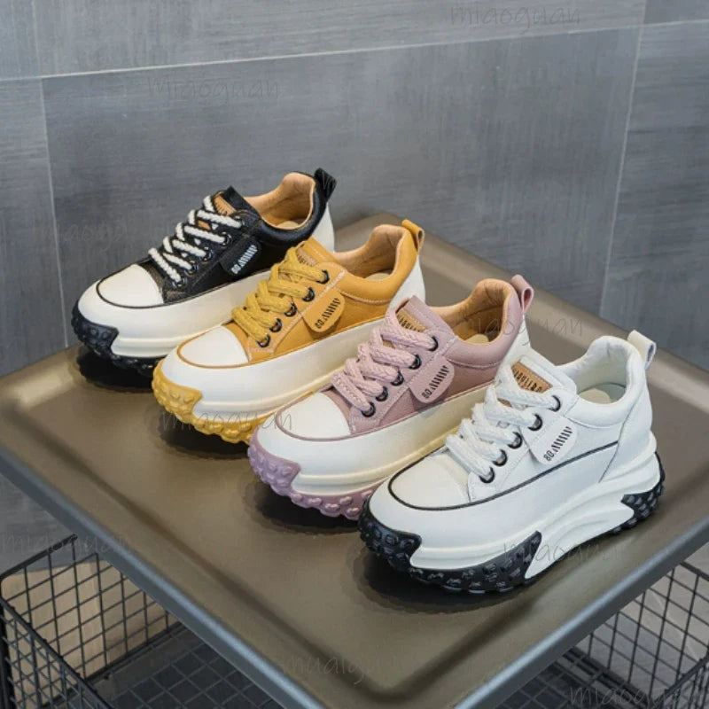 Women's 7cm Wedge Platform Sneakers – Chunky Heel Sport Shoes
