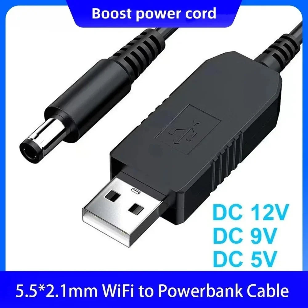USB 5V to 9V 12V Boost Converter Cable | DC 5.5x2.1mm Plug