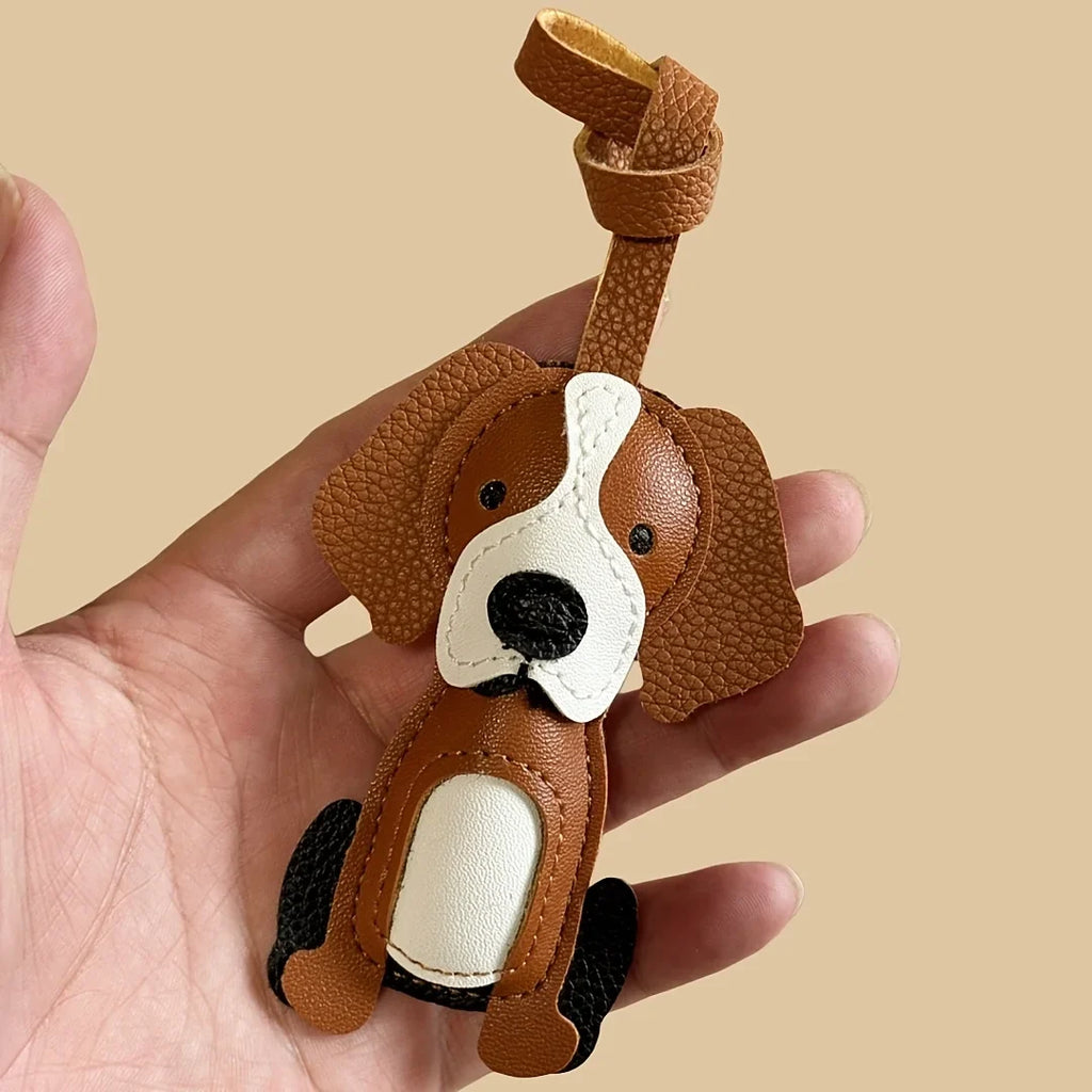 Border Collie Dog Keychain – PU Leather Puppy Bag Charm