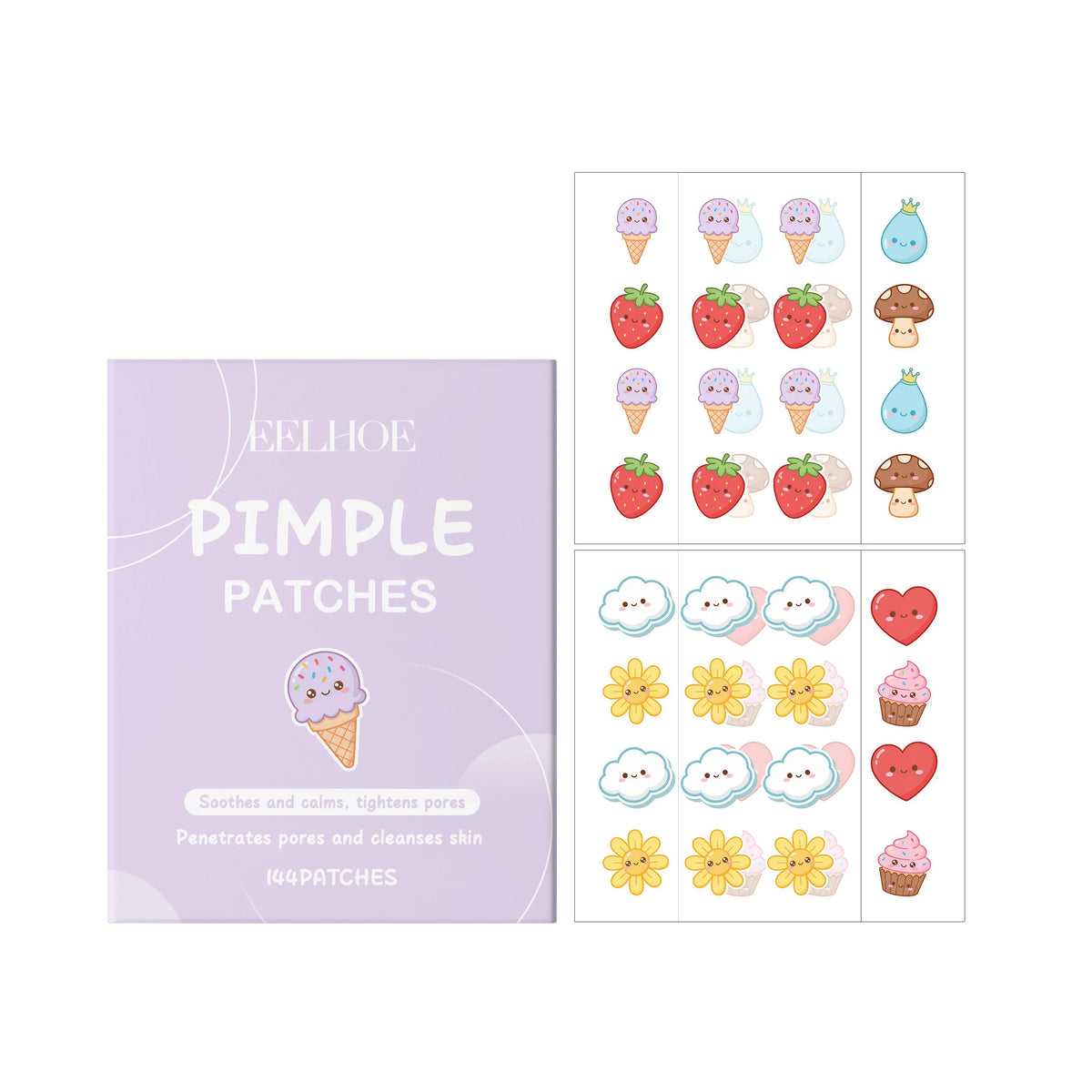 EELHOE 144-Pack Cartoon Pimple Patches – Acne Spot Treatment