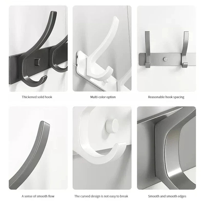 YUNJIEYA 6-Hook Aluminum Wall Hanger | Black White Gun Grey