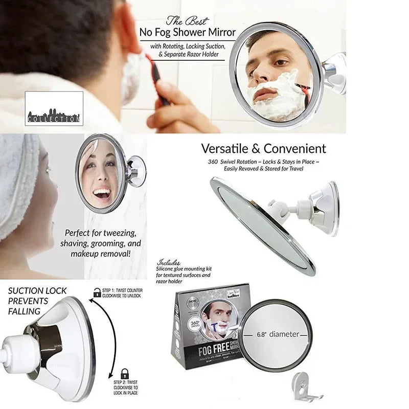 360° Suction Cup Makeup Mirror – Dual-Face Magnifying Bathroom