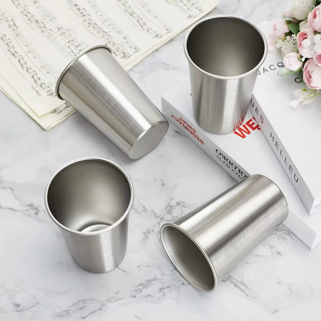 4-Pack Stainless Steel Pint Cups 500ml – Stackable Tumblers