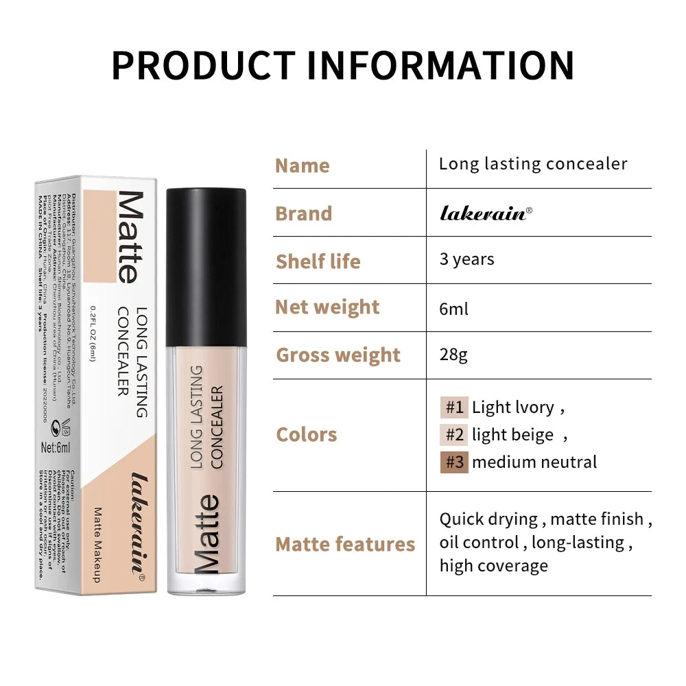 Lakerain Liquid Concealer | Full Coverage Matte & Satin Finish