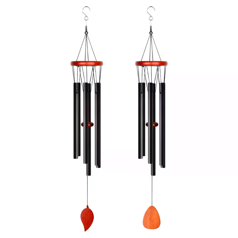 2-Pack 27" Aluminium Wind Chimes – Classic Black Outdoor Garden