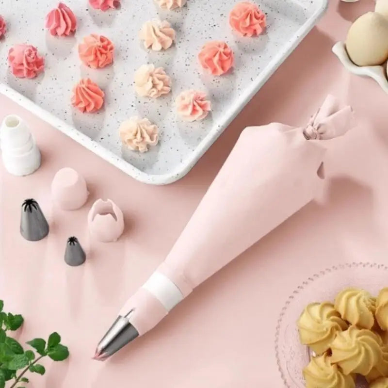 34-Piece Stainless Steel Piping Nozzle Set & Reusable Pastry Bag