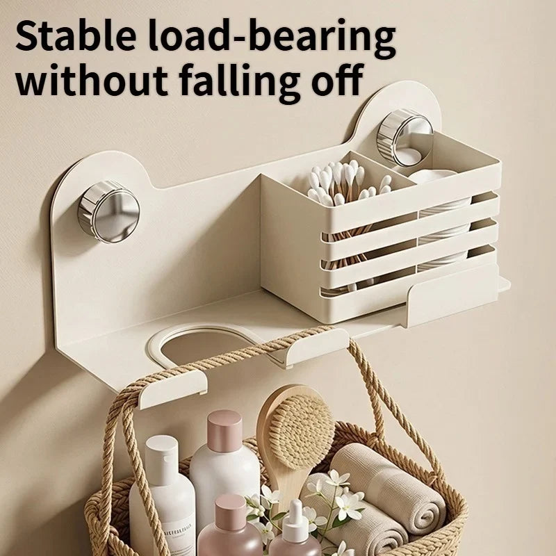 Punch-Free Wall Mount Hair Dryer Holder | Suction Cup Rack