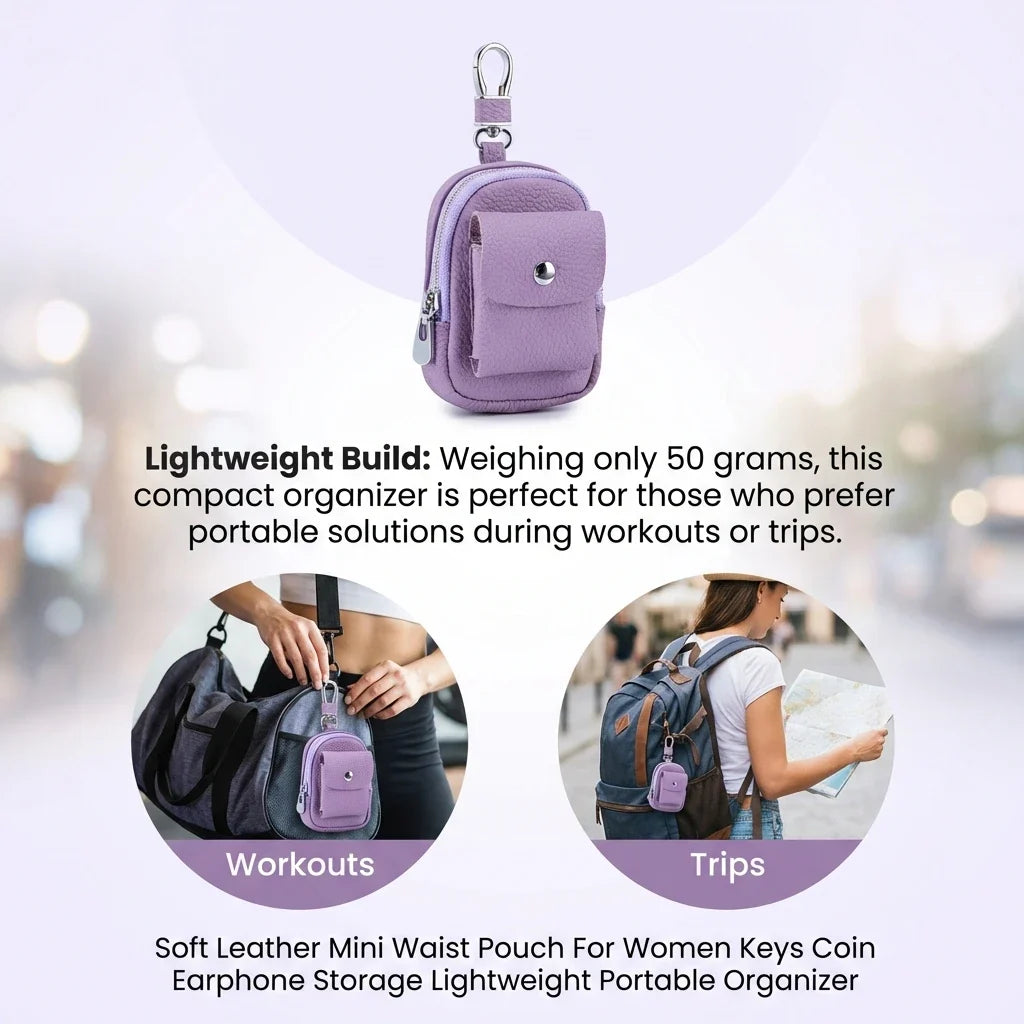 Soft Leather Mini Waist Pouch – Compact Belt Bag Organizer