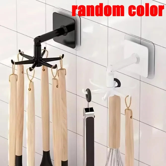 Rotating No-Drill Wall-Mounted Kitchen Hooks Rack | 5/10 Pcs