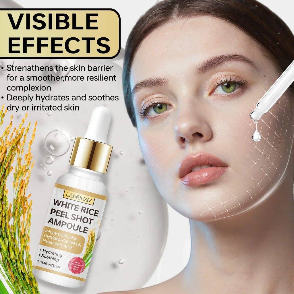White Rice Peel Shot Ampoule – Rice Peptides & Hyaluronic Acid