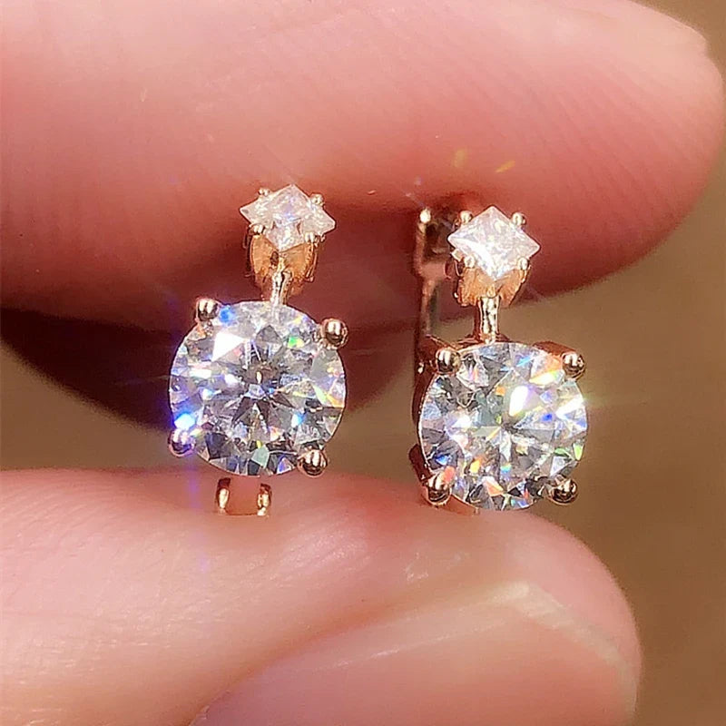 Huitan Rose Gold Hoop Earrings with Cubic Zirconia | Women